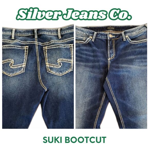 Silver Jeans Co Women Suki Bootcut Dark Blue Wash Jeans Size 14/L33 - Picture 1 of 8